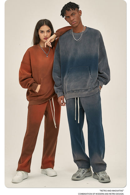 Fleece Lining Spray-dye Damage Oversize Sweatshirt WN9967