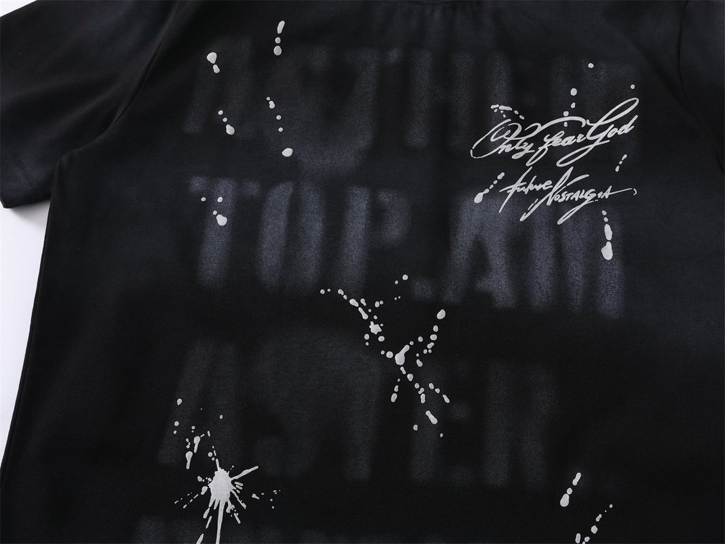 Gradient Ink Paint Splash Letter Print Short Sleeve T-Shirt WN26944