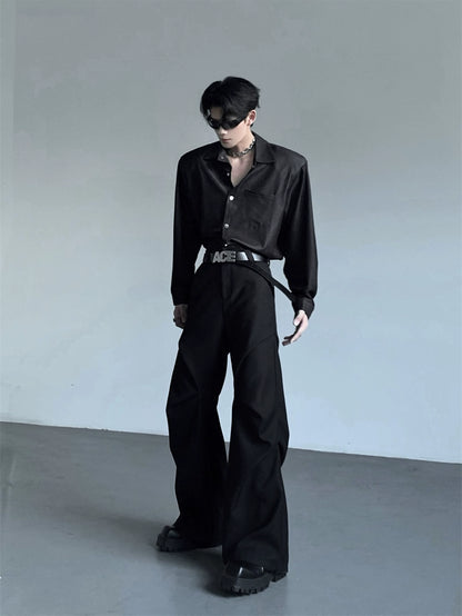 Studs Button Design Shoulder-Pad Long Sleeve Shirt WN20053