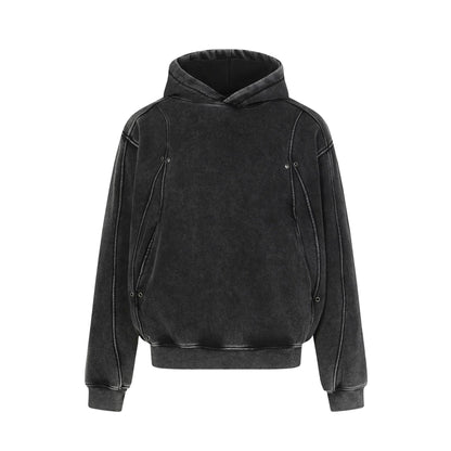 Heavyweight Washed Deconstructed Pullover Hoodie WN23037