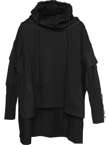 Cape Design Asymmetric Cut Hoodie WN22473