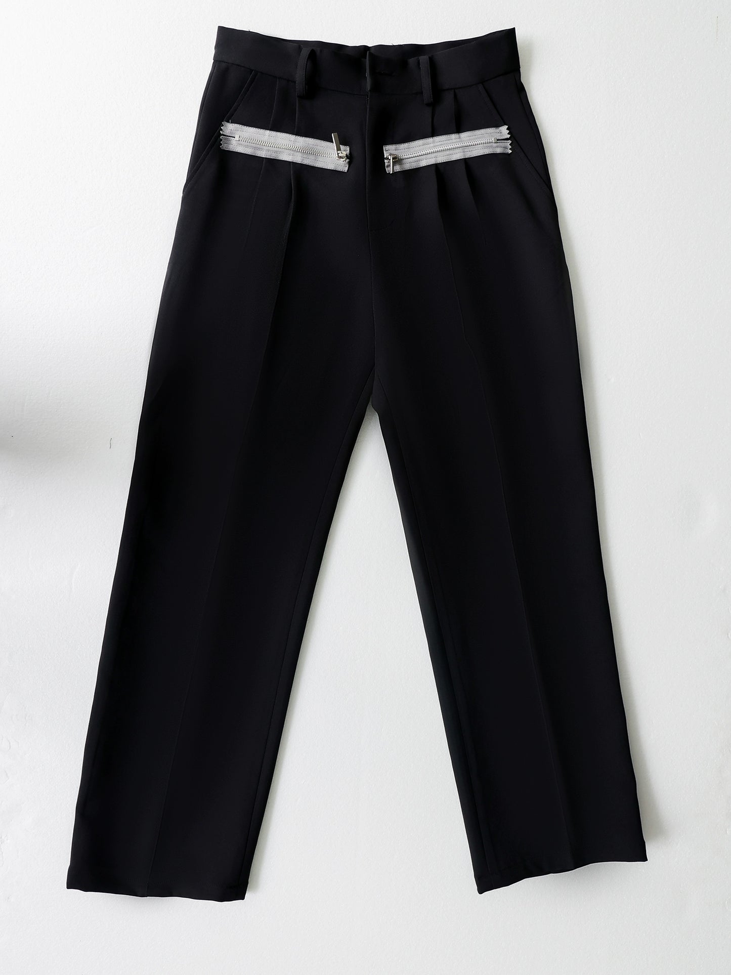 Zipper Detail Straight Tailored Trousers WN11807