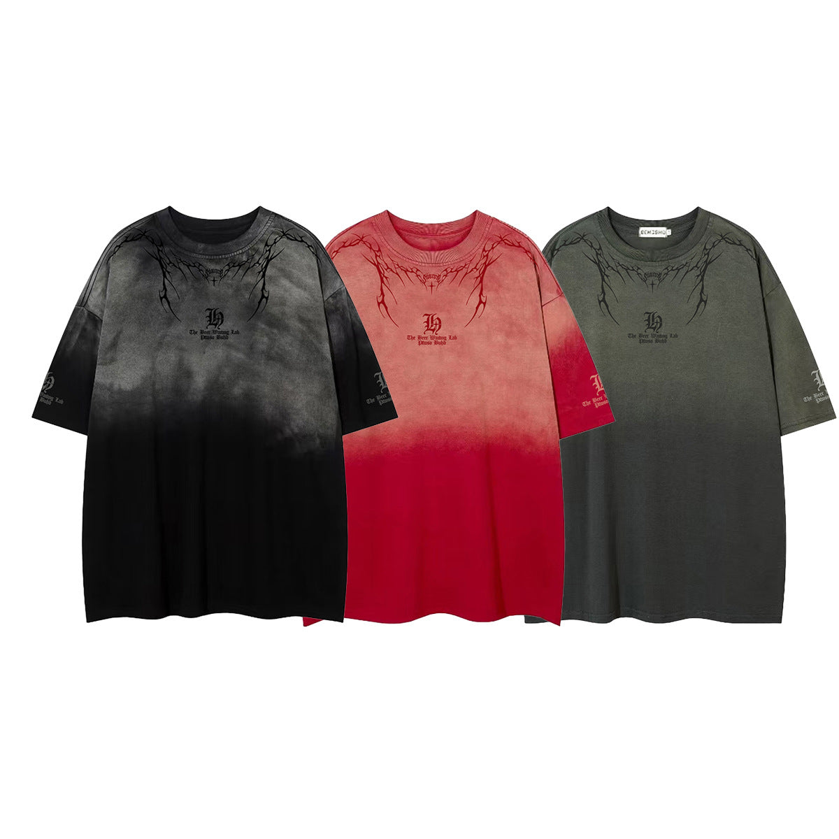 Gradient Thorn Print Short Sleeve T-Shirt WN25510