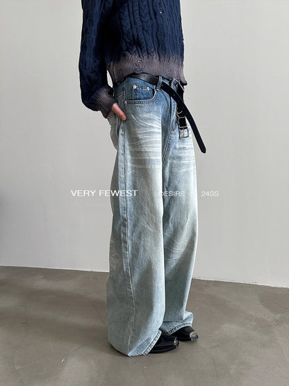 Gradient Washed Wide-Leg Straight Denim Jeans WN8928