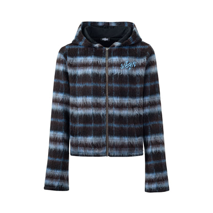 Mohair Jacquard Hooded Knit Jacket & Knit Pants Setup WN20981