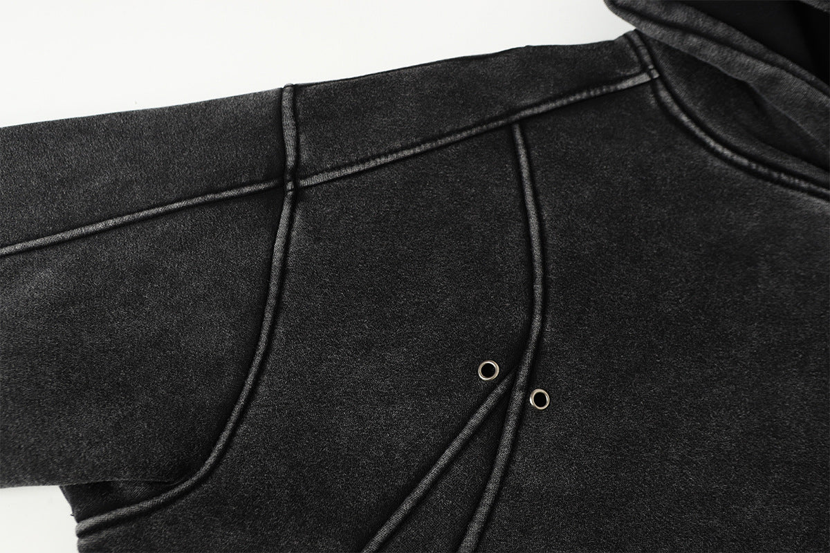 Heavyweight Washed Deconstructed Pullover Hoodie WN23037