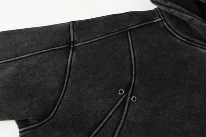 Heavyweight Washed Deconstructed Pullover Hoodie WN23037