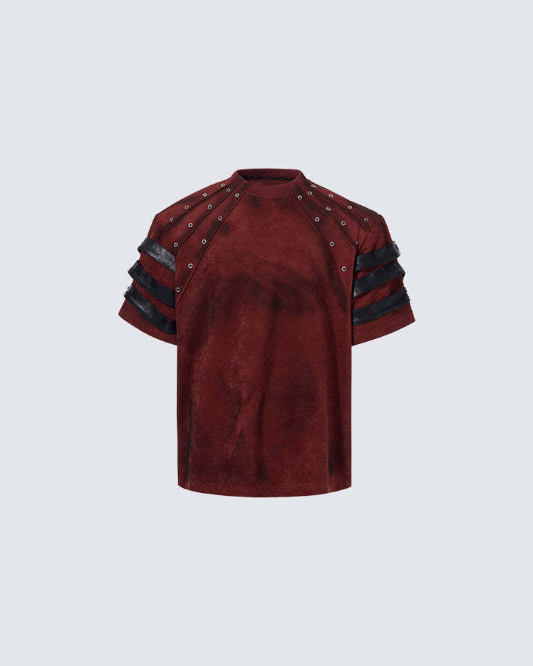Studs Detail Strap Short Sleeve T-Shirt WN28021