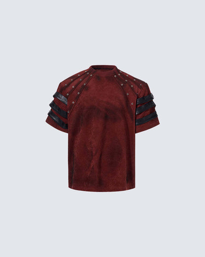 Studs Detail Strap Short Sleeve T-Shirt WN28021