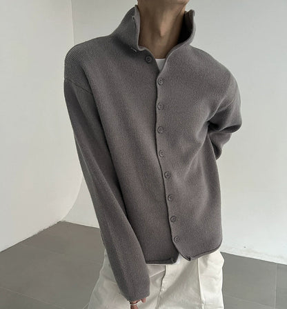 Button Stand-Neck Knit Cardigan WN21634