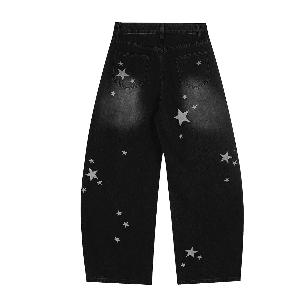 Star Print Curved Denim Jeans WN25482