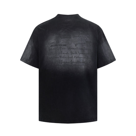 Washed Illustration Letter Print Short Sleeve T-Shirt WN25391