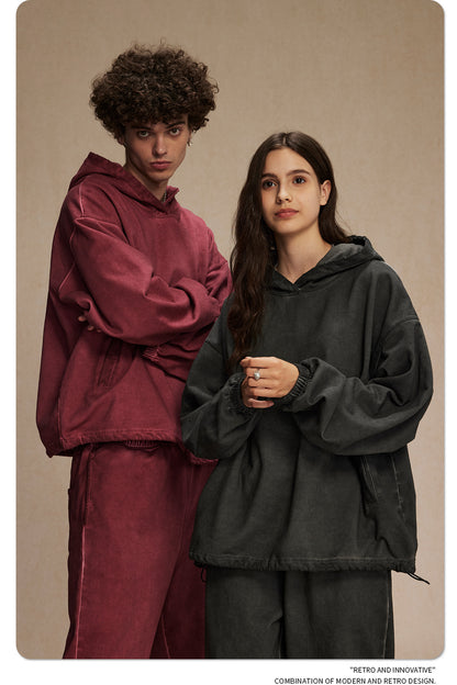 Oversize Drawstring Washed Hoodie WN9976