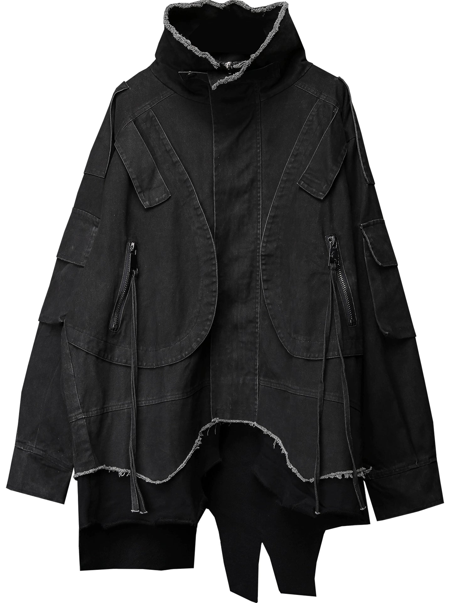 Fake Layered Fleece Lining Damage Oversize Jacket WN22394