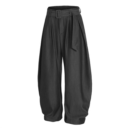 Curved Draped Design Wide Leg Trousers WN16526