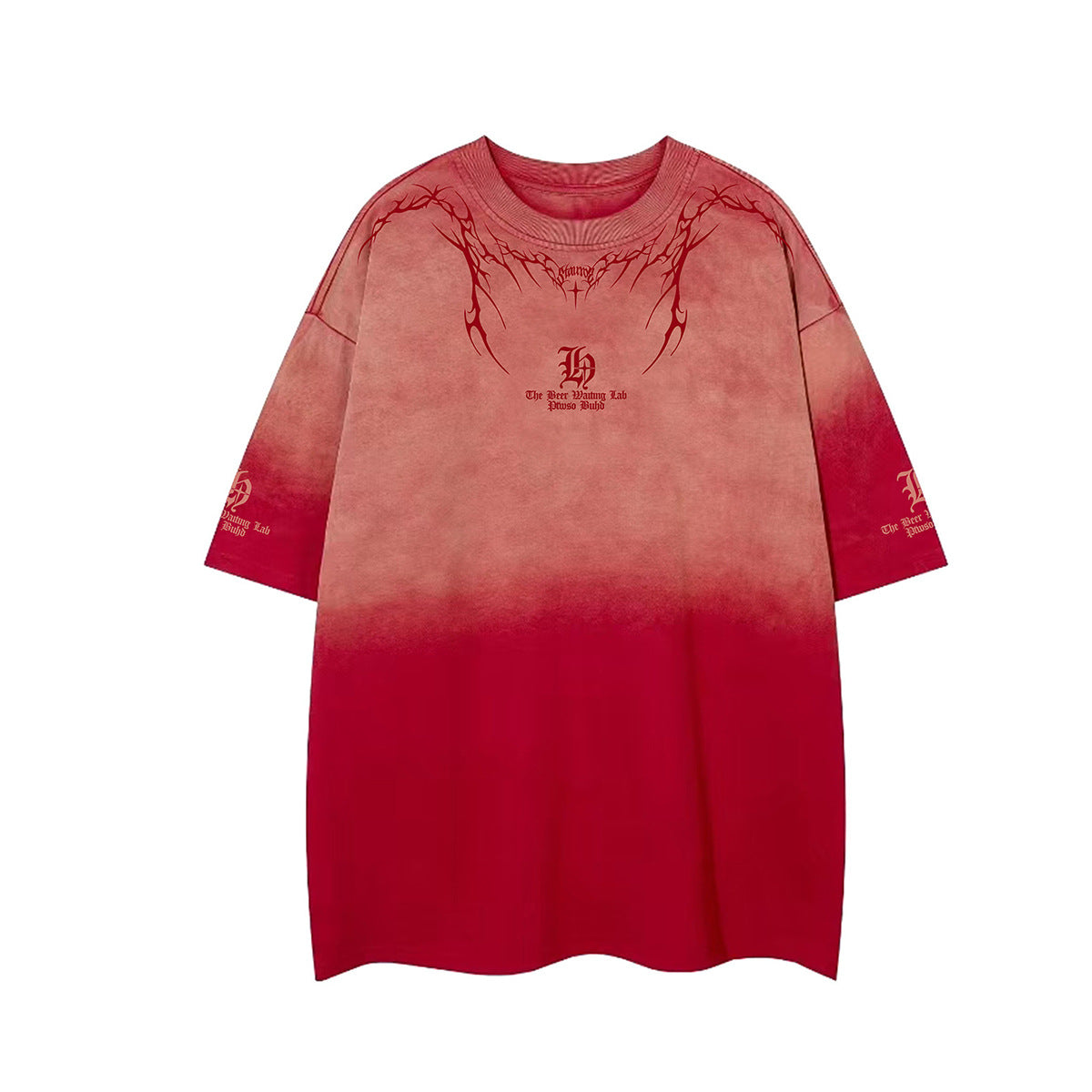 Gradient Thorn Print Short Sleeve T-Shirt WN25510