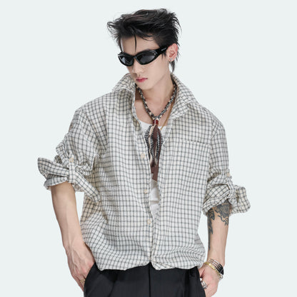 Textured Plaid Drawstring-Hem Jacket WN27041