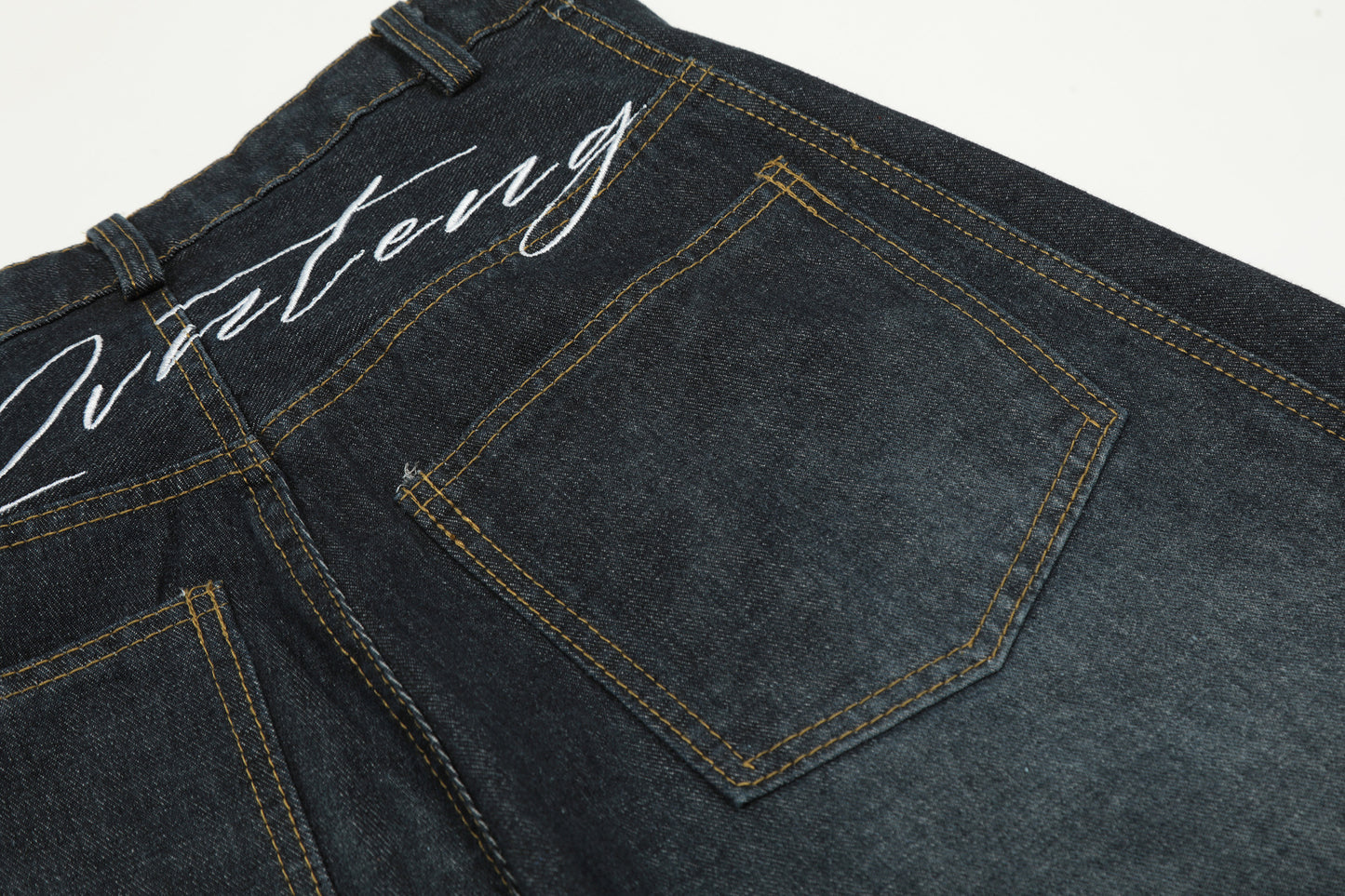 Patchwork Washed Wide-Leg Denim Jeans WN11293