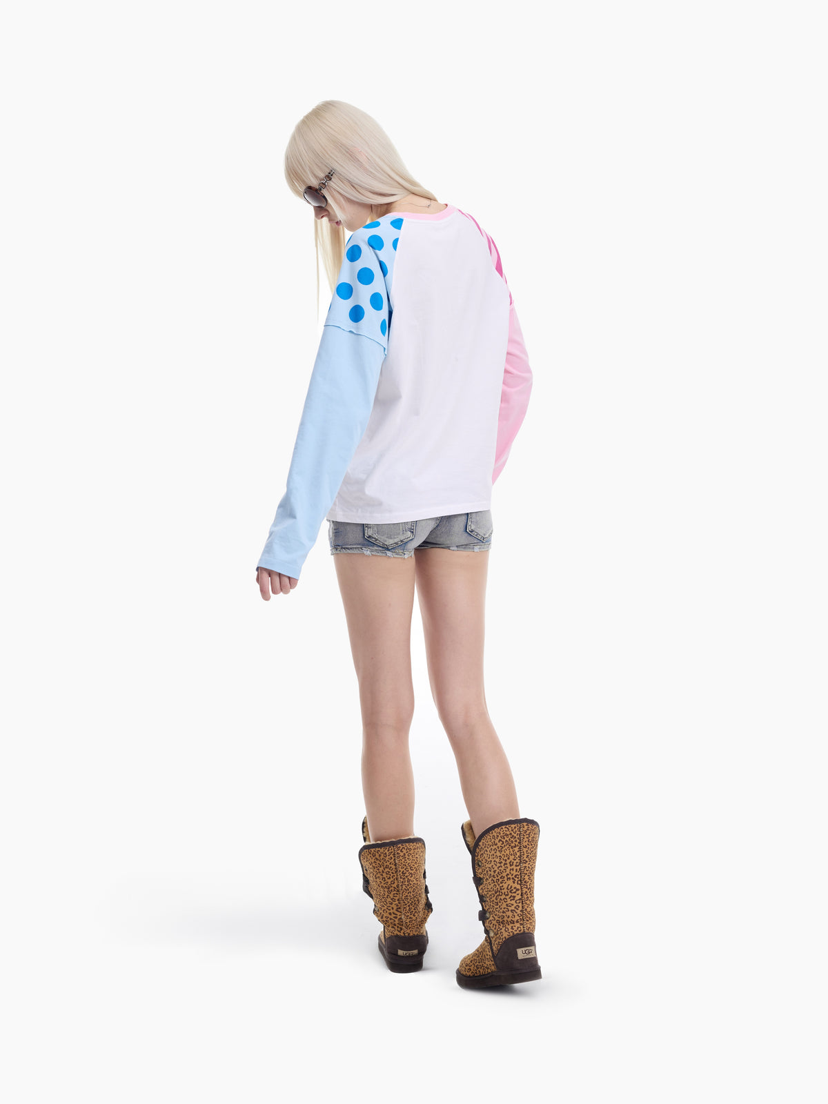 Stripe Dot Letter Print Long Sleeve T-Shirt WN27251