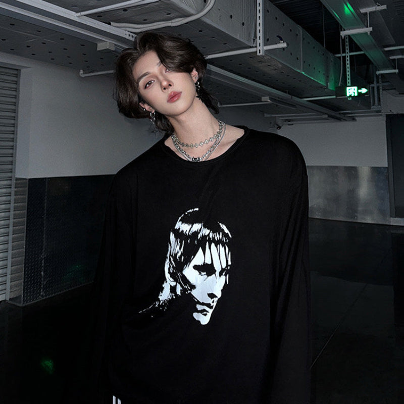 Oversize Graphic Print Long Sleeve T-Shirt WN25139