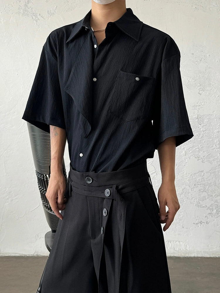 Asymmetrical Patchwork Short Sleeve Shirt WN19941