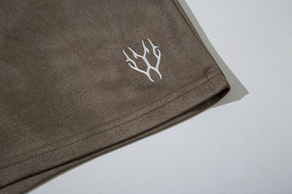 Suede Embroidery Wide Leg Half Pants WN16205