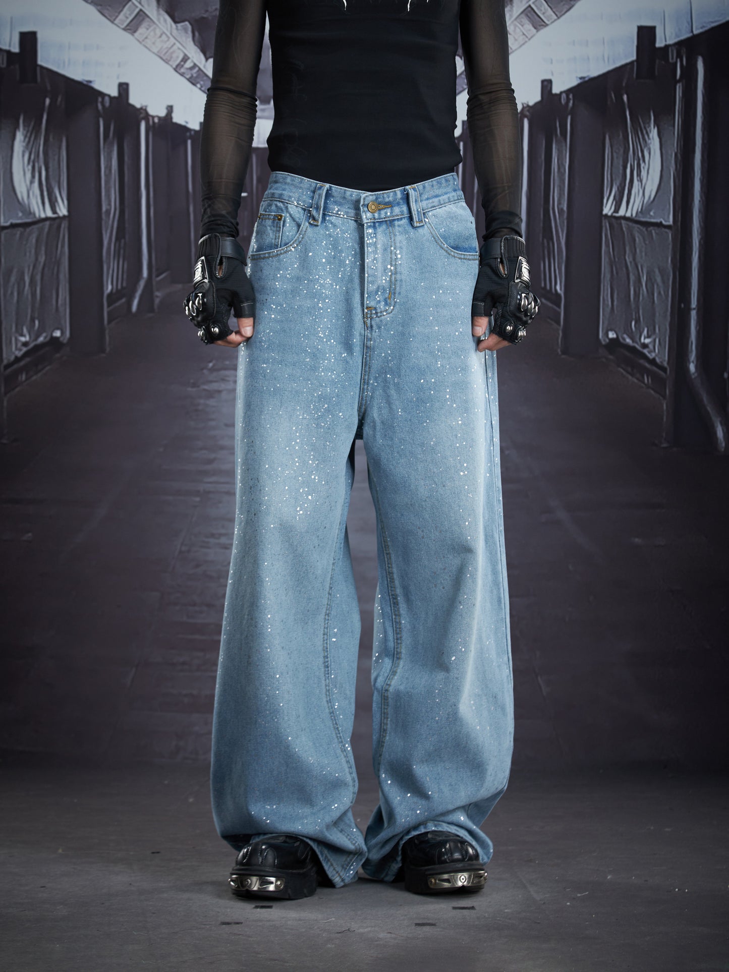 Versatile Wide Leg Straight Denim Jeans WN22848