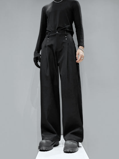 Pleats Studs Straight Trousers WN23862