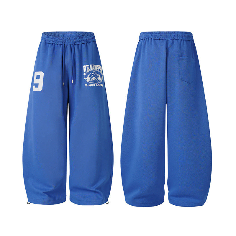 Number Graphic Wide Leg Sweatpants WN28123