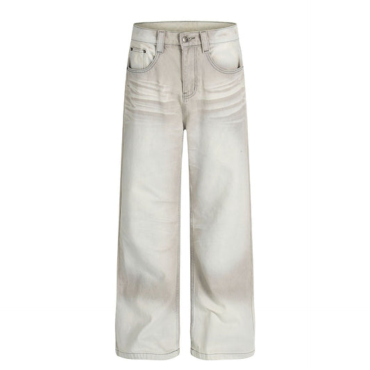 Washed Whiskers Wide Leg Denim Jeans WN25837