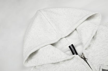 Cross Music-Note Print Drop-Shoulder Oversize Zipper Hoodie WN27937