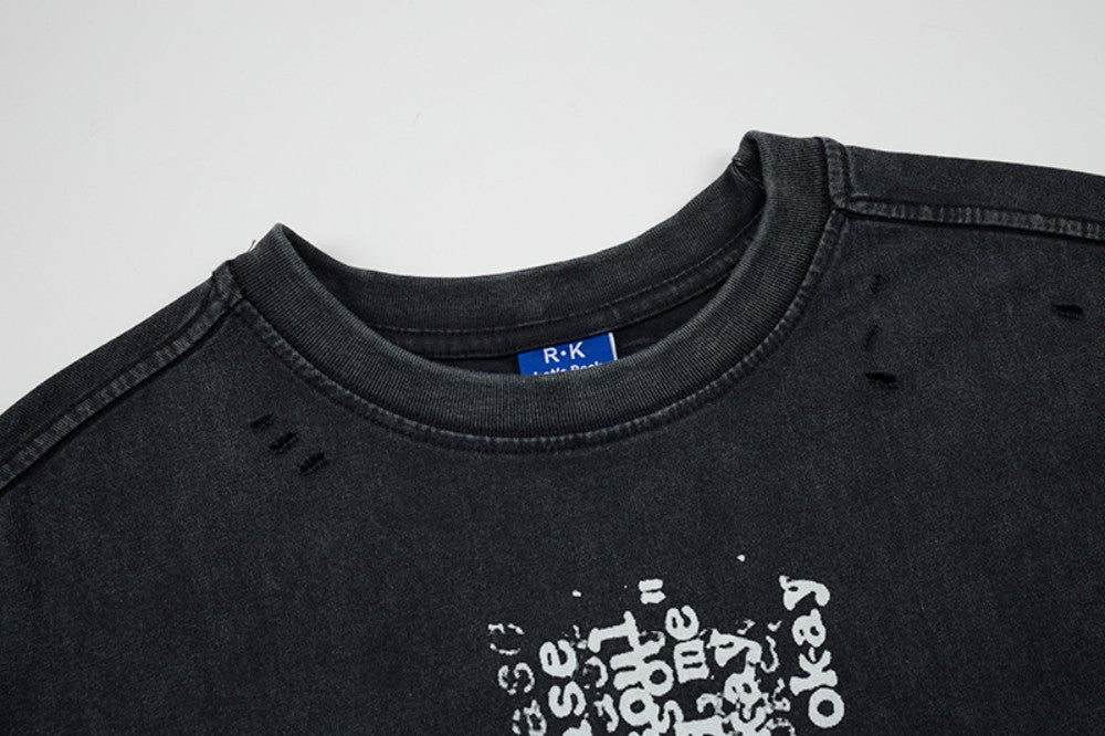 Cross Graphic Damage Sleeveless T-Shirt WN28060