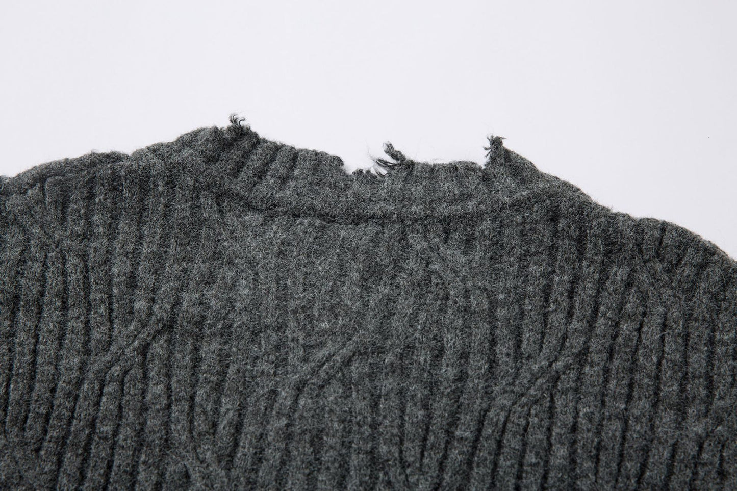 Frayed Hem Oversize Knit Sweater WN25934