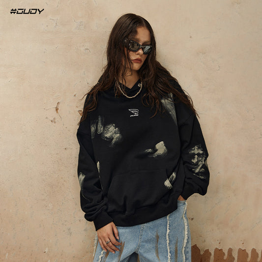 Hand-Paint Embroidery Oversize Pullover Hoodie WN12413