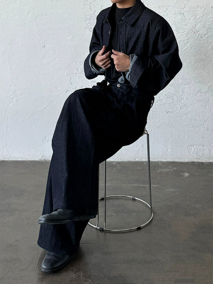 Minimalist Denim Long Sleeve Shirt & Washed Denim Jeans Setup WN19958