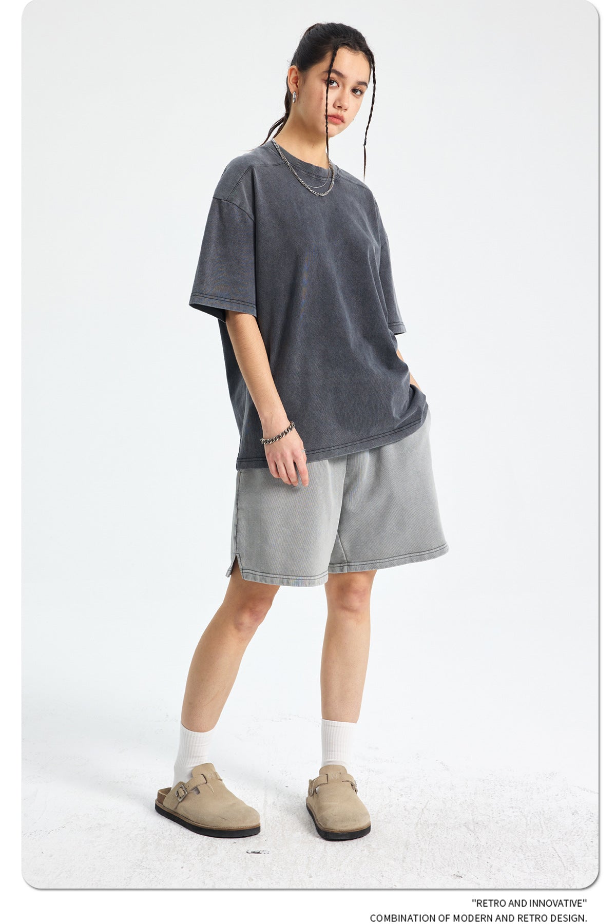 Washed Plain Oversize Short Sleeve T-Shirt WN16261