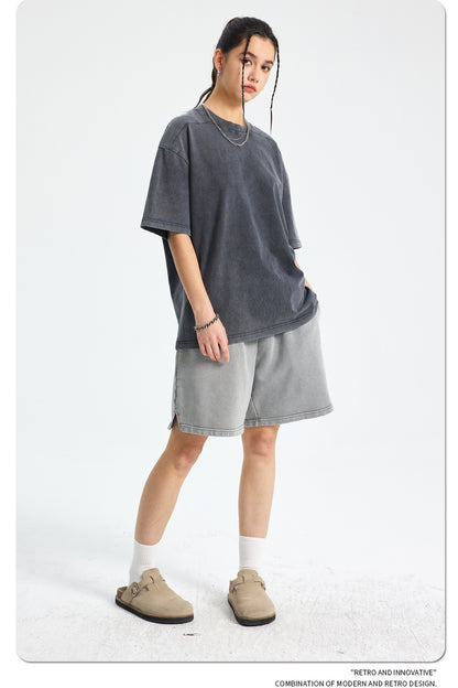 Washed Plain Oversize Short Sleeve T-Shirt WN16261