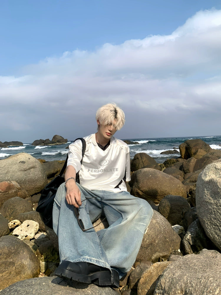 Shiny Satin Mesh Breathable Short Sleeve T-Shirt WN19782