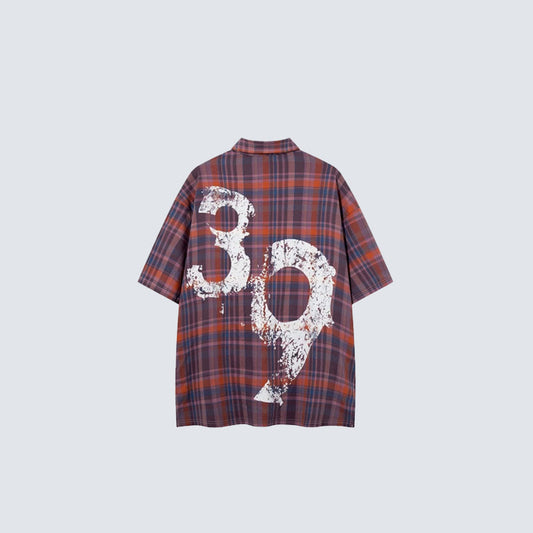 Plaid Graphic Number Polo Shirt WN28092