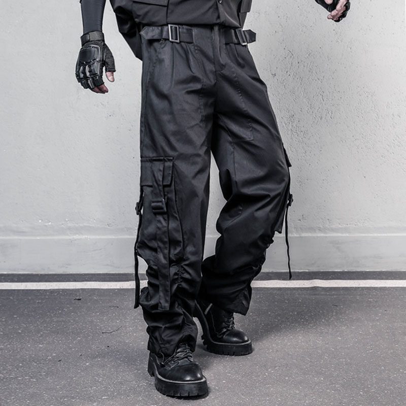 Functional Adjustable Cuffed Wide Leg Cargo Pants WN22521