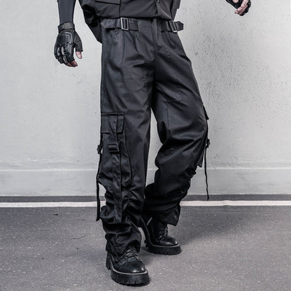 Functional Adjustable Cuffed Wide Leg Cargo Pants WN22521