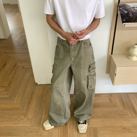 Washed Cargo Wide Leg Pants WN24910