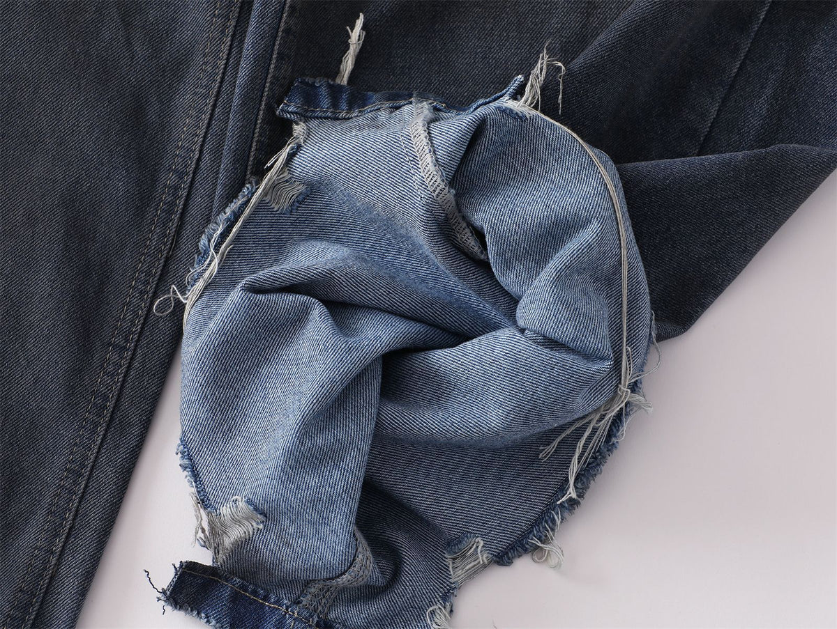 Dirty Dyed Whisker Wide Leg Denim Jeans WN26875