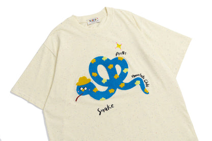 Cartoon Snake Print Short Sleeve T-Shirt WN26756