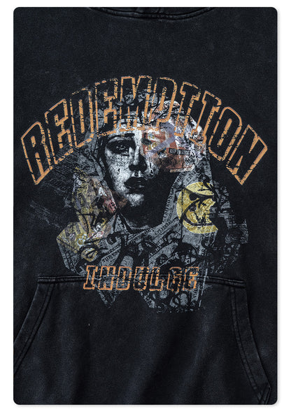 Washed  Heavyweight Print Hoodie WN7888