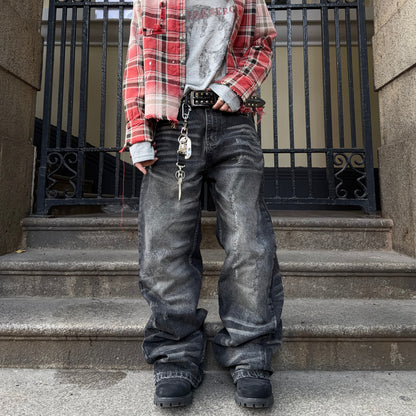 Washed Straight Denim Jeans WN24390