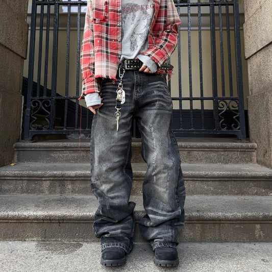 Washed Straight Denim Jeans WN24390