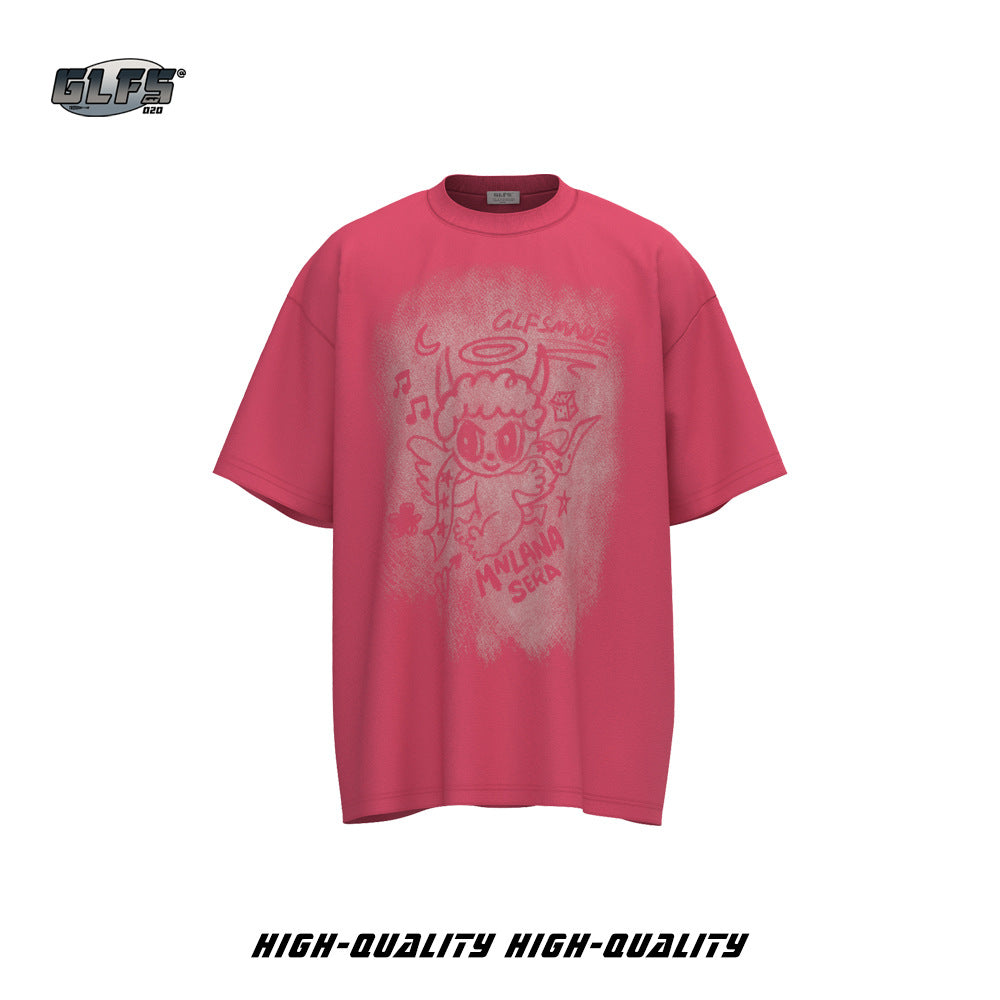 Faded Illustration Graphic Short Sleeve T-Shirt WN26489