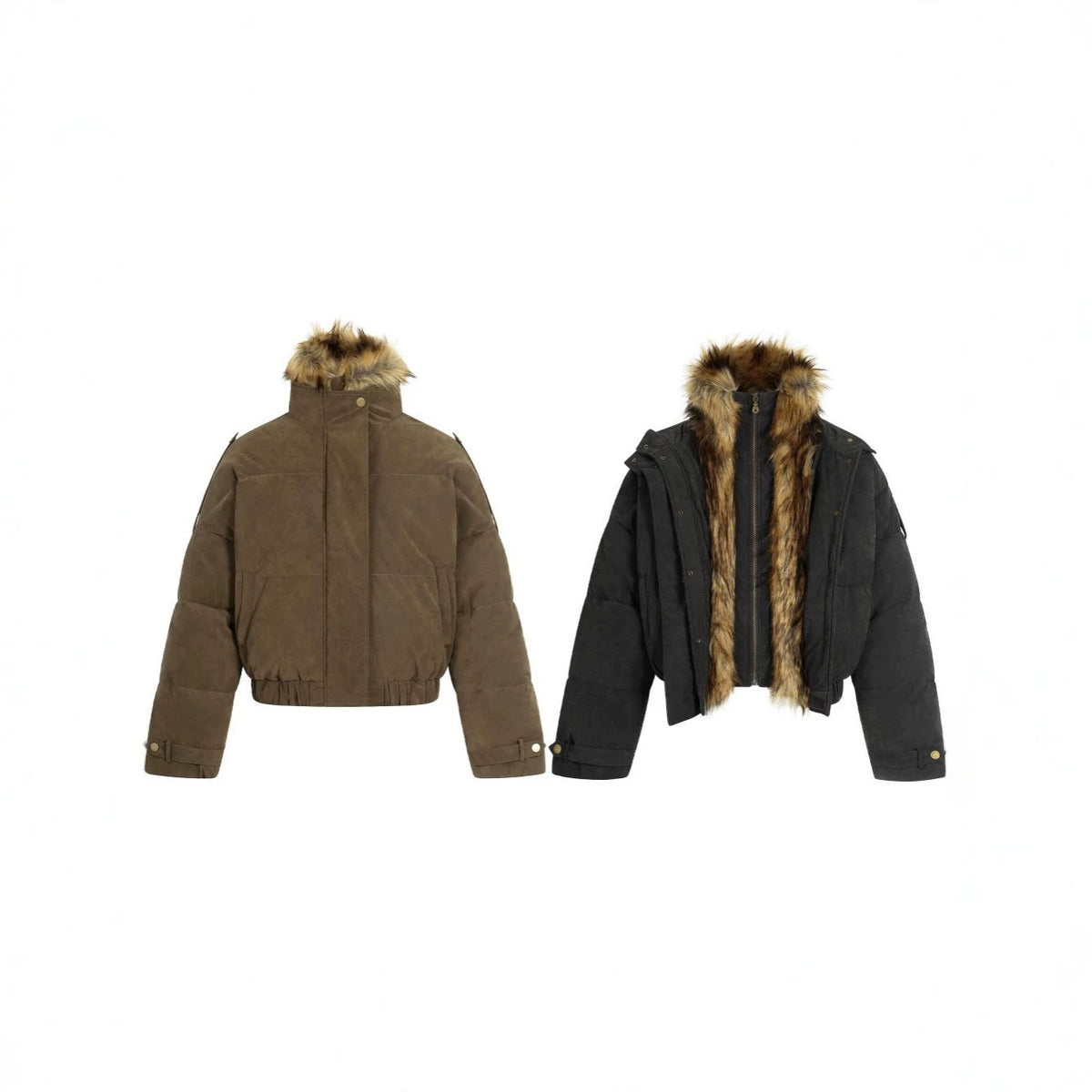 Fake Fur Trim Fake Layered Oversize Puffer Jacket WN27933