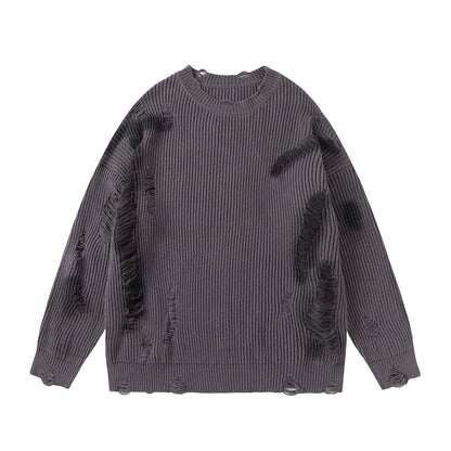 Paint Damage Design Oversize Knit Sweater WN10950